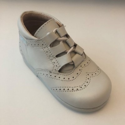 627 Beige Lace up Brogue Boot